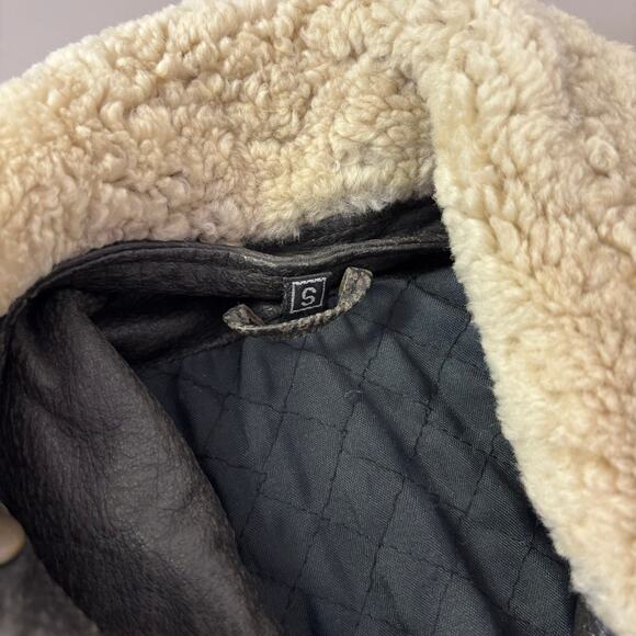 Vintage Echtes Leder Leather Aviator Bomber Jacket Size Small 80’s B-15 Brown - Picture 5 of 12